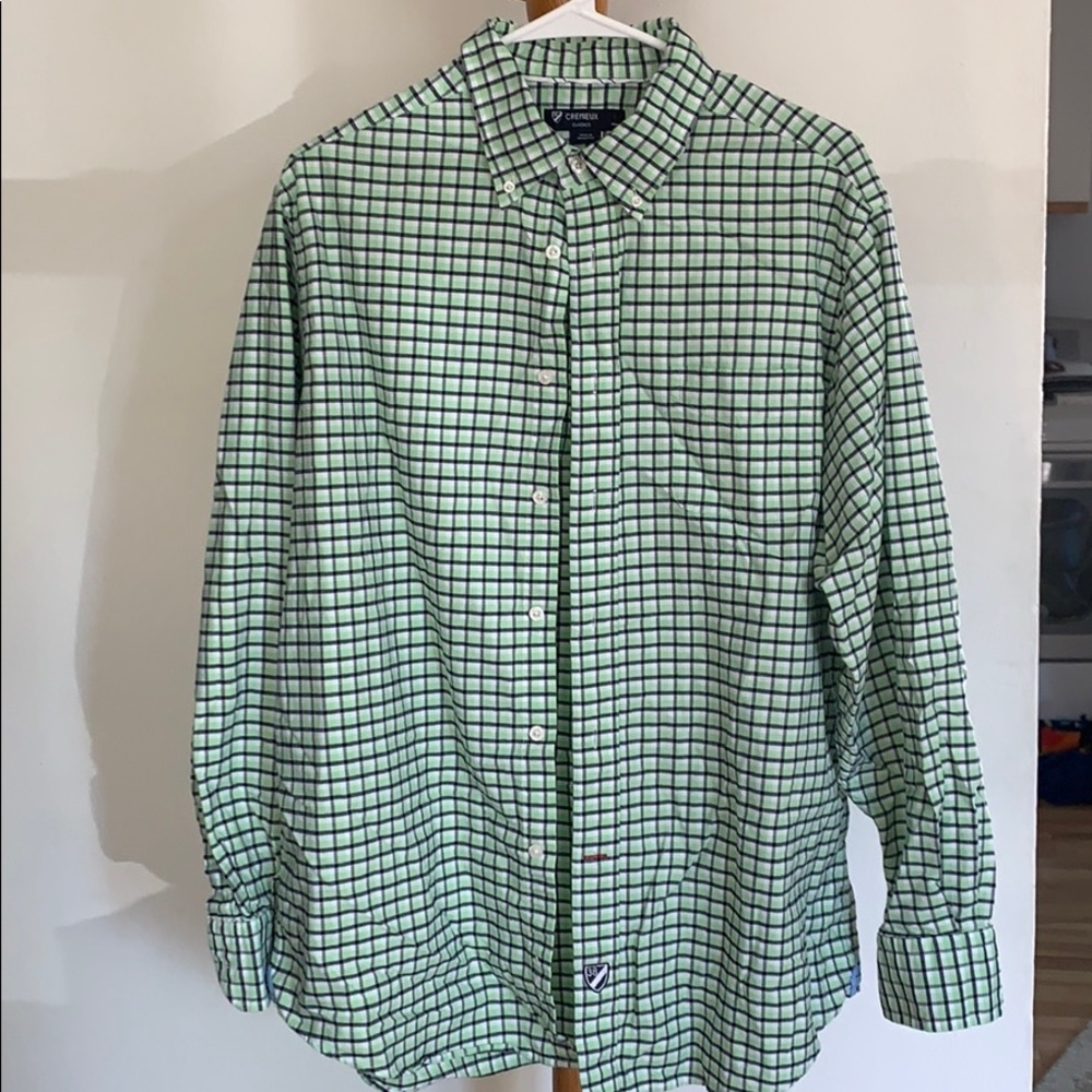 Men’s large mint green, white, and black shirt